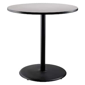 36 in. Round CT Series Gray Laminate Composite Wood Core Top Black Steel Column Dining Table 42 in. Height (Seats 4)