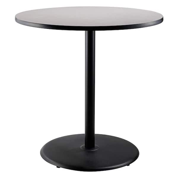 National Public Seating 36 in. Round CT Series Gray Laminate Composite Wood Core Top Black Steel Column Dining Table 42 in. Height (Seats 4)