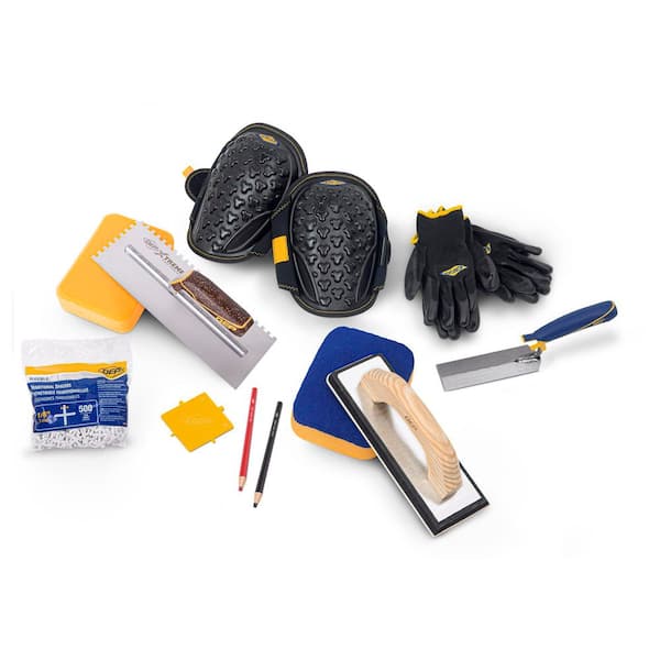 Tile Installation Kit with 1/4 in. x 1/4 in. x 1/4 in. Square-Notch Trowel (10-Piece)