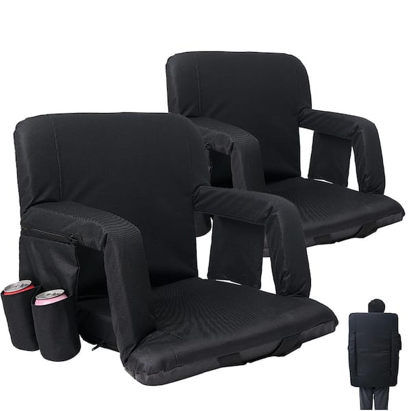 BOZTIY Stadium Seats with Back Support and 6 Reclining Position Adjustable 21 in. Wide Portable Reclining Stadium Chair, 2-Pack