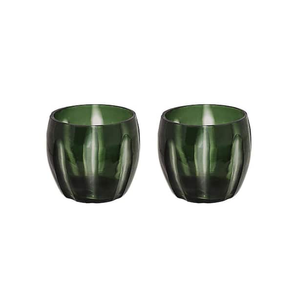 Green Glass Votive Candle Holder (Set of 2)