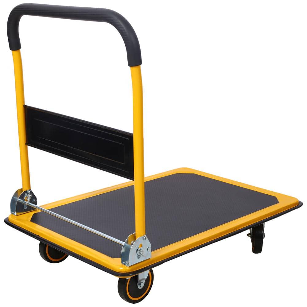 330 lb Capacity Heavy Duty Foldable Steel Hand Truck, Black and Yellow