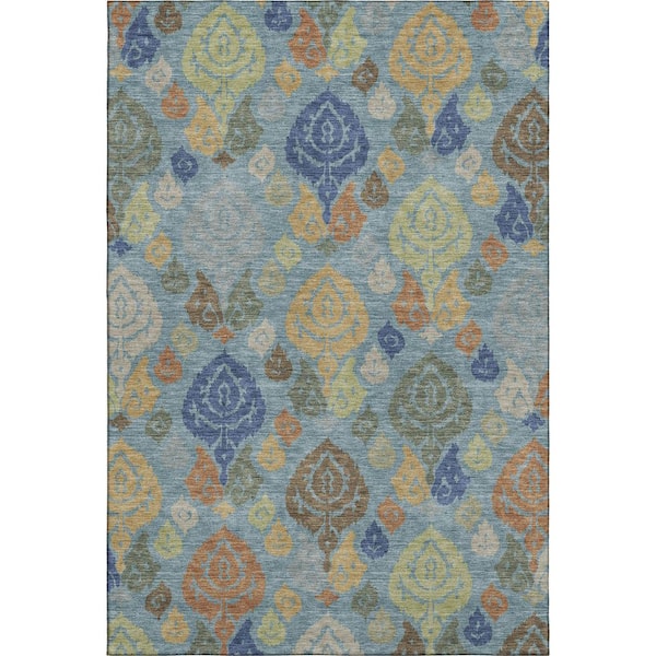 Mayfield Premium Machine Washable Abstract AMF2460 Teal 9 ft. x 12 ft. Area Rug