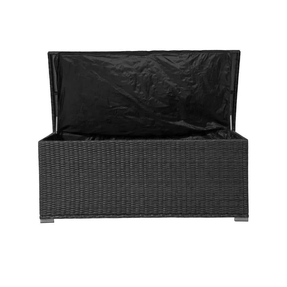 moda furnishings 75 Gal. Black Iron Wicker Deck Box MO3256SBK The