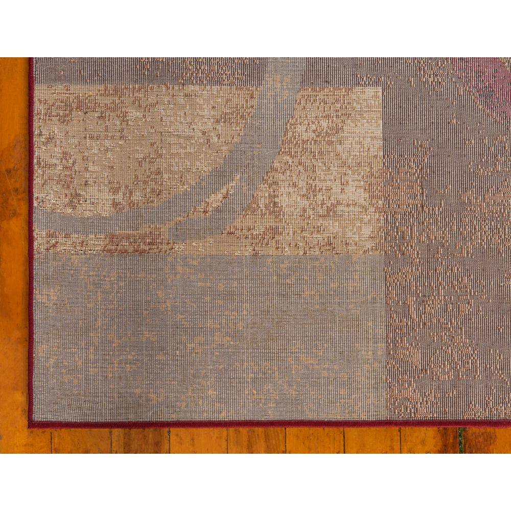 4' x 6' Brown and Red Abstract Rectangular Rug