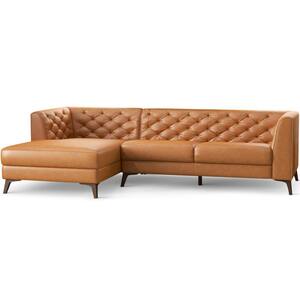 JAYDEN CREATION Nuria 87 in. wide Camel Leather Sofa with