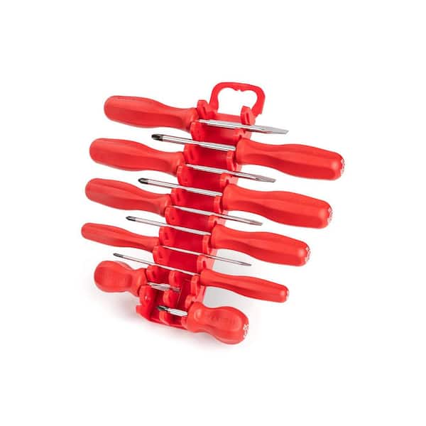TEKTON Hard-Handle Screwdriver Set, 10-Piece (#0-#3,1/8-5/16 in.) - Holder