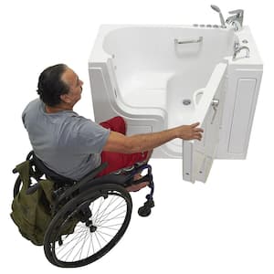 Wheelchair 26 52 in. Walk-In Whirlpool Bathtub in White with Independent Foot Massage, Fast Fill Faucet, RH Drain