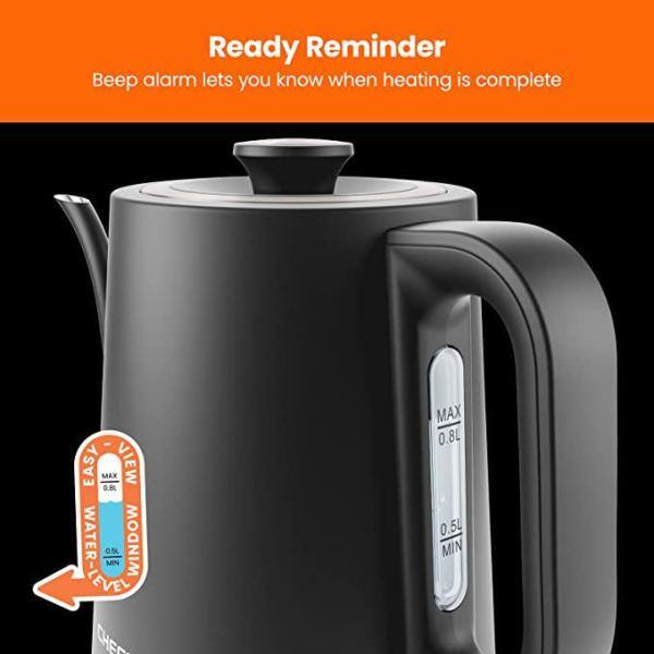 Chefman Black 0.8L Gooseneck Electric Kettle with Temperature Control