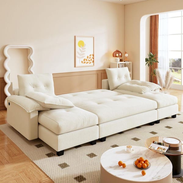 78.7 in. Wide Round Arm Chenille Rectangular Reclining Sofa in