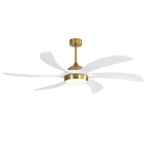 Future 65 in. Integrated LED Indoor Gold and White downrod Mount Ceiling Fan with Light Kit and Remote Control