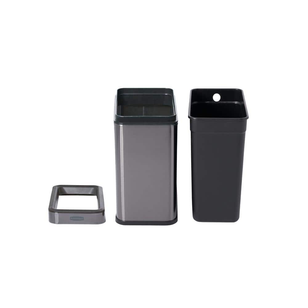 Charcoal Stainless Steel 2.6-Gallon Open Top Wastebasket