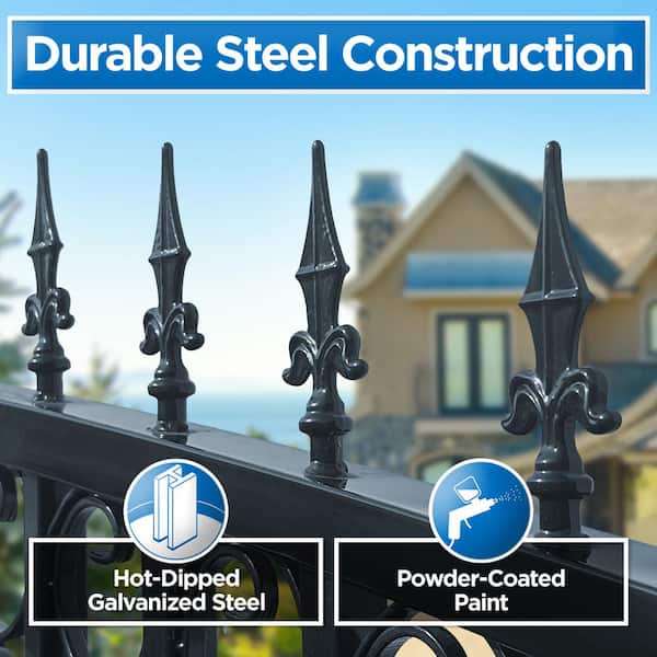 ALEKO Munich Style 16 ft. x 6 ft. Black Steel Dual Driveway Fence Gate