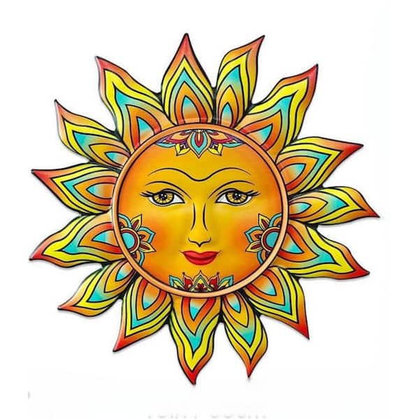 13 in. x 13 in. Metal Sun Flower Wall Decor Sculpture for Outdoor