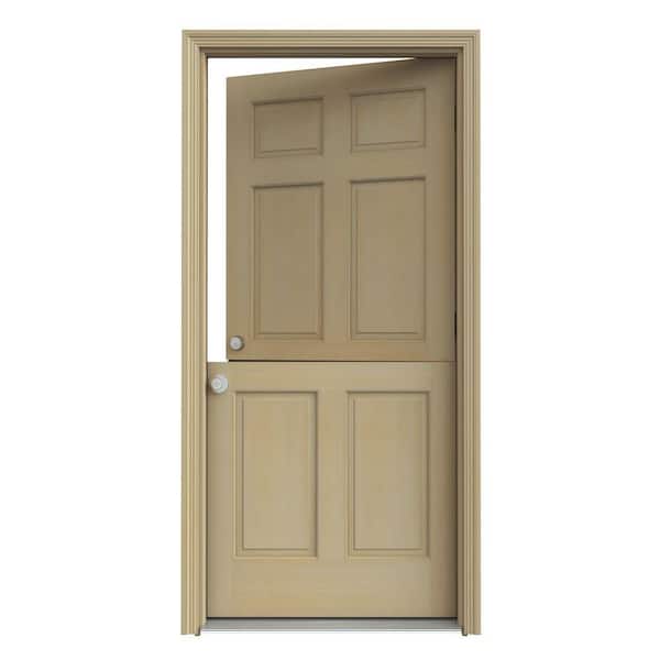 JELD-WEN 36 in. x 80 in. 6-Panel Unfinished Dutch Wood Prehung Right-Hand Inswing Front Door w/Brickmould