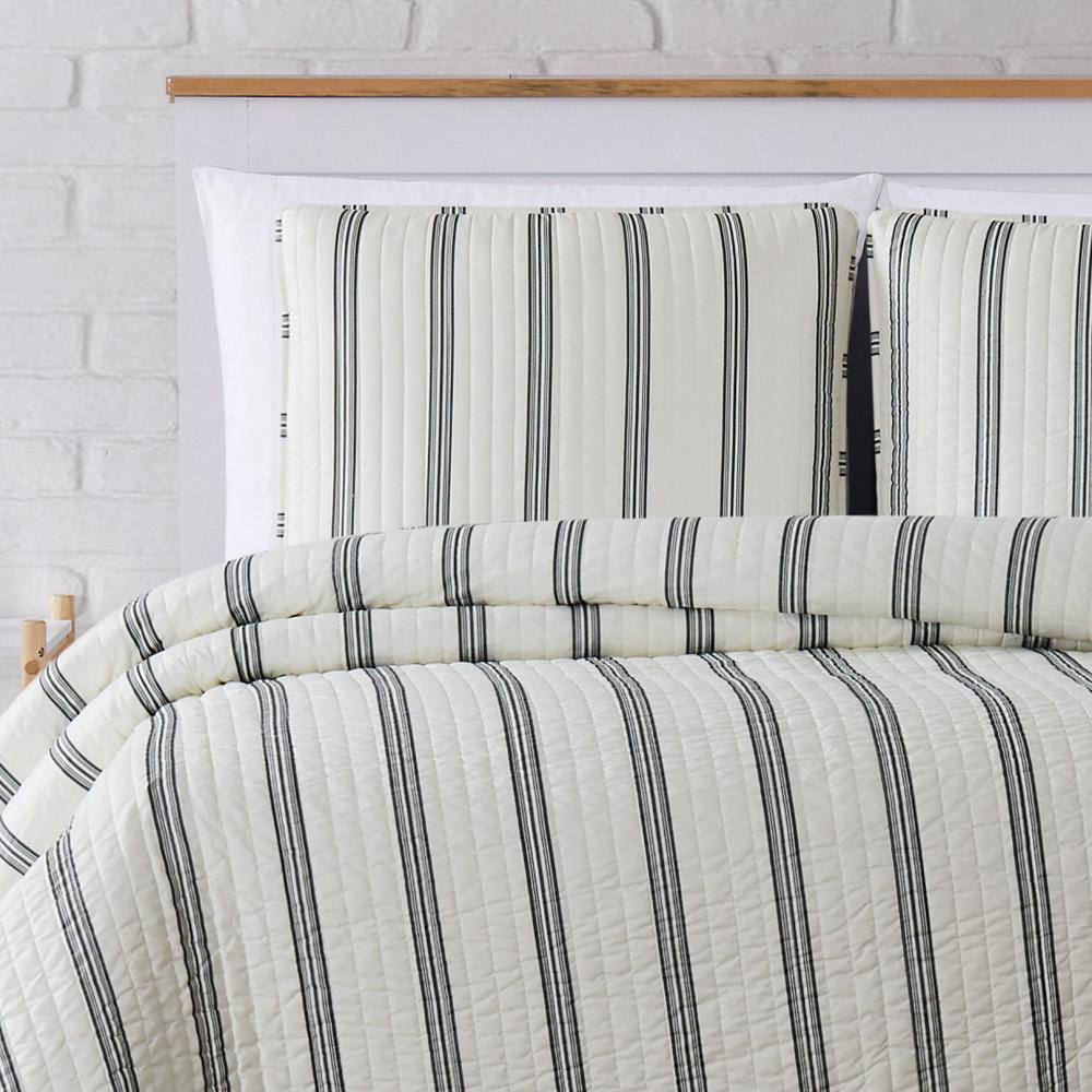 King Size Black Reversible Microfiber Quilt Set