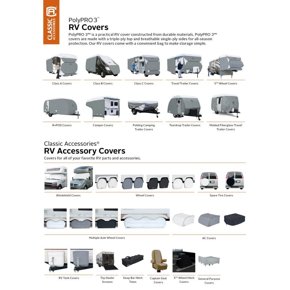 Classic Gray PolyPro 3 Deluxe Travel Trailer Cover for 24'-27' RVs