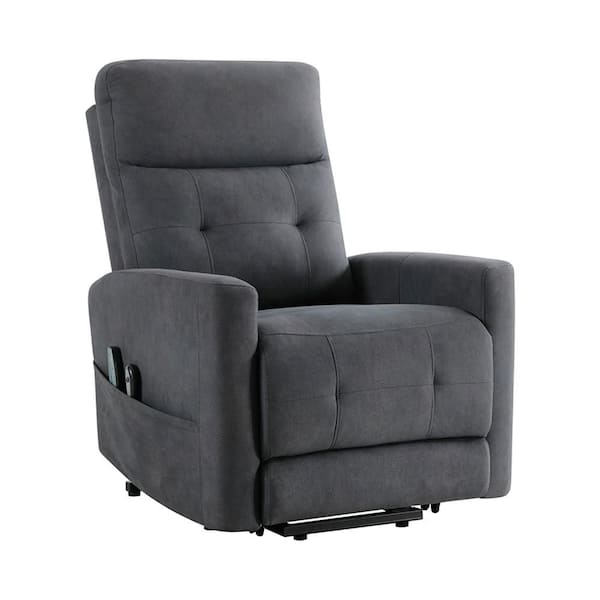 Lazzara Bree Dark Gray Microfiber Power Lift Recliner Chair with Massage and Heat