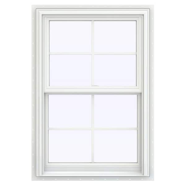 JELD-WEN 27.5 in. x 40.5 in. V-2500 Series White Vinyl Double Hung Window with Colonial Grids/Grilles