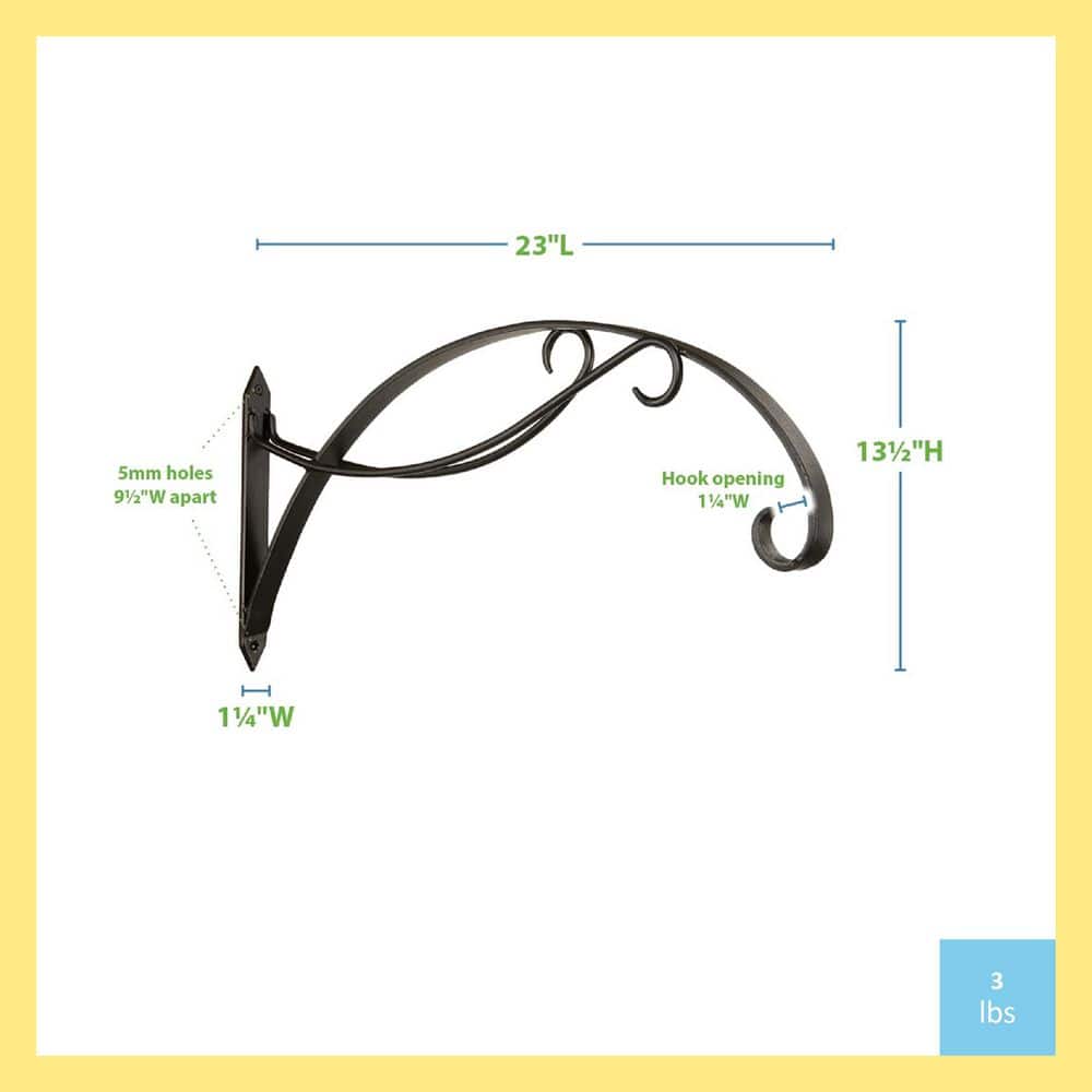 Black Steel Scroll Bracket for Large Hanging Baskets