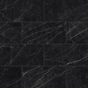 Gemma Rectangle 12 in. x 24 in. Honed Notte Porcelain Marble Look Tile (15.5 sq. ft. /case)