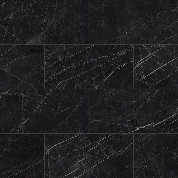 Bedrosians Gemma Rectangle 12 in. x 24 in. Honed Notte Porcelain Marble Look Tile (15.5 sq. ft. /case)