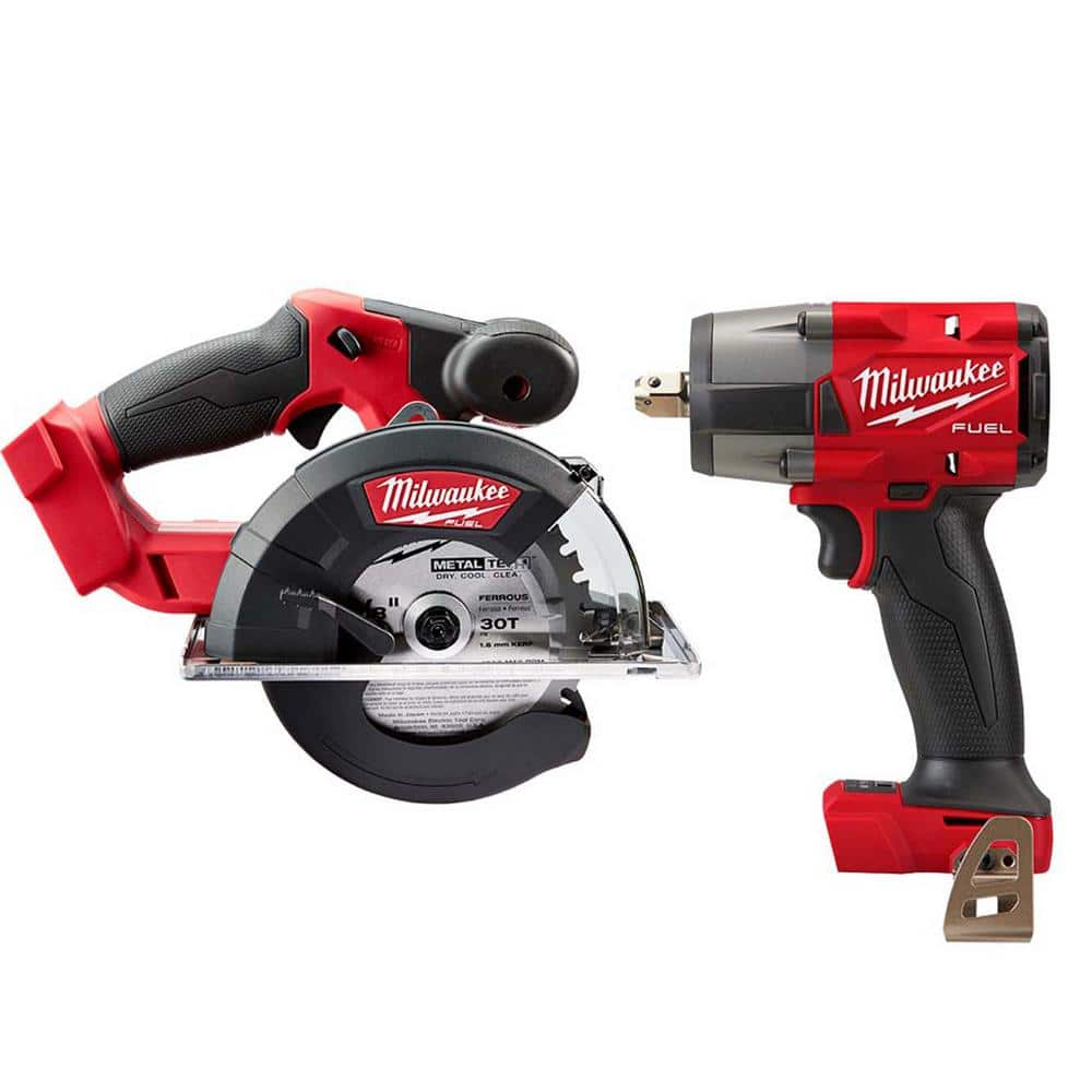 Milwaukee M18 FUEL 18V Lithium Ion Brushless Cordless Metal 5 3 8 in. Circular Saw Tool Only w Mid Torque 1 2 in. Impact Wrench 2782 20 2962P 20 The Home Depot