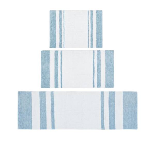 Madison Park Spa Reversible Cotton Bath Mat, Casual Striped Water