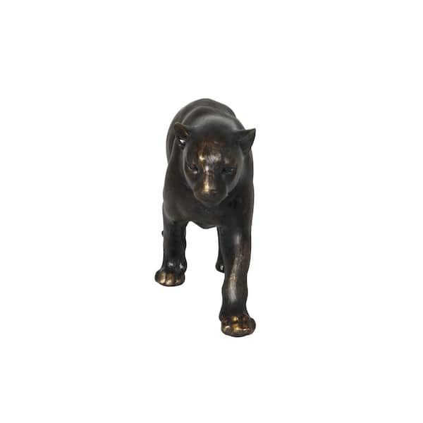 Litton Lane Black Polystone Leopard Sculpture with Gold Accents