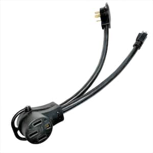 1.5 ft. 10/3 3-Wire RV V-Adapter Cord NEMA 5-15P Plug and TT-30P Plug to 14-50R Receptacle V Splitter Cord