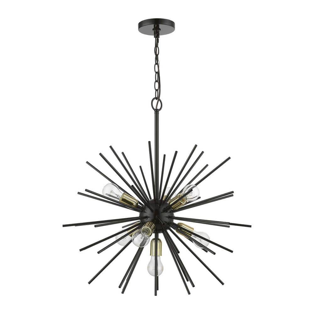Tribeca Shiny Black and Brass 7-Light Sputnik Chandelier