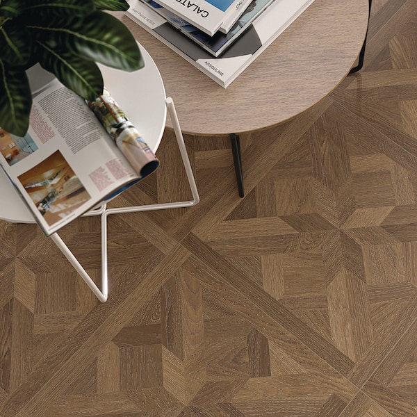 Parquet Walnut 24 in. x 24 in. Matte Porcelain Wood Look Wall and Floor Tile (15.5 sq. ft./Case)