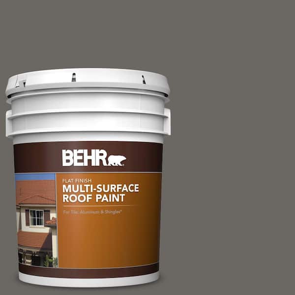 BEHR 5 gal. #PPU24-03 Chinchilla Flat Multi-Surface Exterior Roof Paint