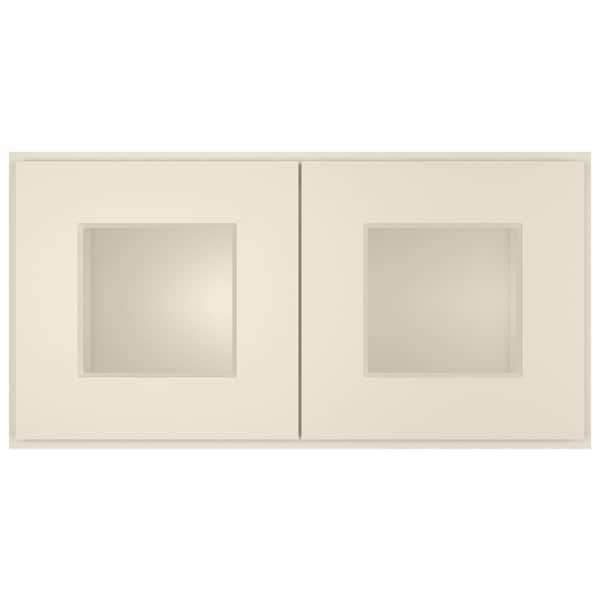 HOMEIBRO 24 in. W X 12 in. D X 12 in. H in Antique White Plywood Ready to Assemble Wall Kitchen Cabinet with 2-Doors