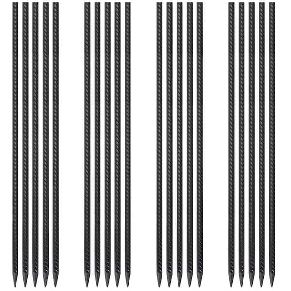 1/2 in. x 40 in. Heavy Duty Landscape Rebar Timber Spikes with Chisel Point End for Concrete Forming, Black (20-Pack)