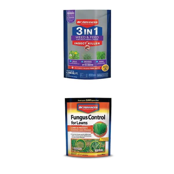 10 lbs. 3-in-1 Weed and Feed Plus Insect Killer and 10 lbs. Granules Fungus Control for Lawns Combo