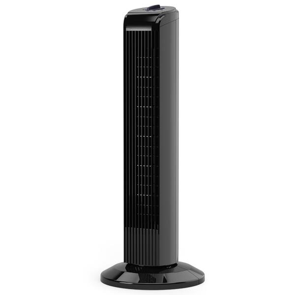 Hampton Bay 28 in. 3 Speed Oscillating Tower Fan in Black