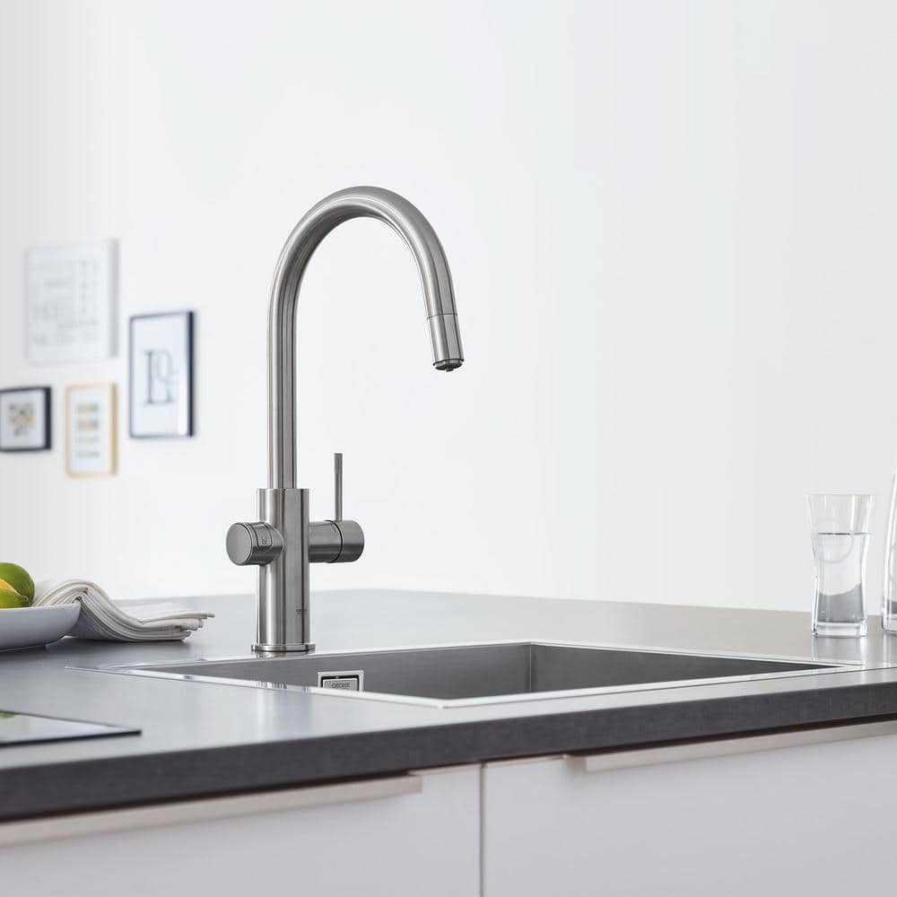 Modern 16" Stainless Steel Pull-Out Spray Kitchen Faucet