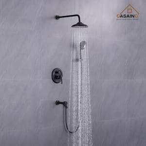 3-Spray Patterns 8.3 in. Tub Wall Mount Dual Shower Heads in Spot Resist Oil-Rubbed Bronze