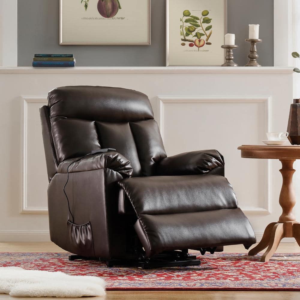 Qualler Brown Lift Chair Recliner With Heavy Duty Reclining Mechanism ...