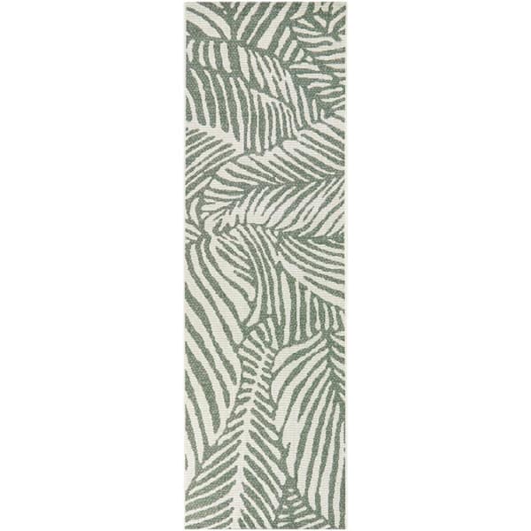 Green 2 ft. x 7 ft. Runner Palm Indoor/Outdoor Area Rug