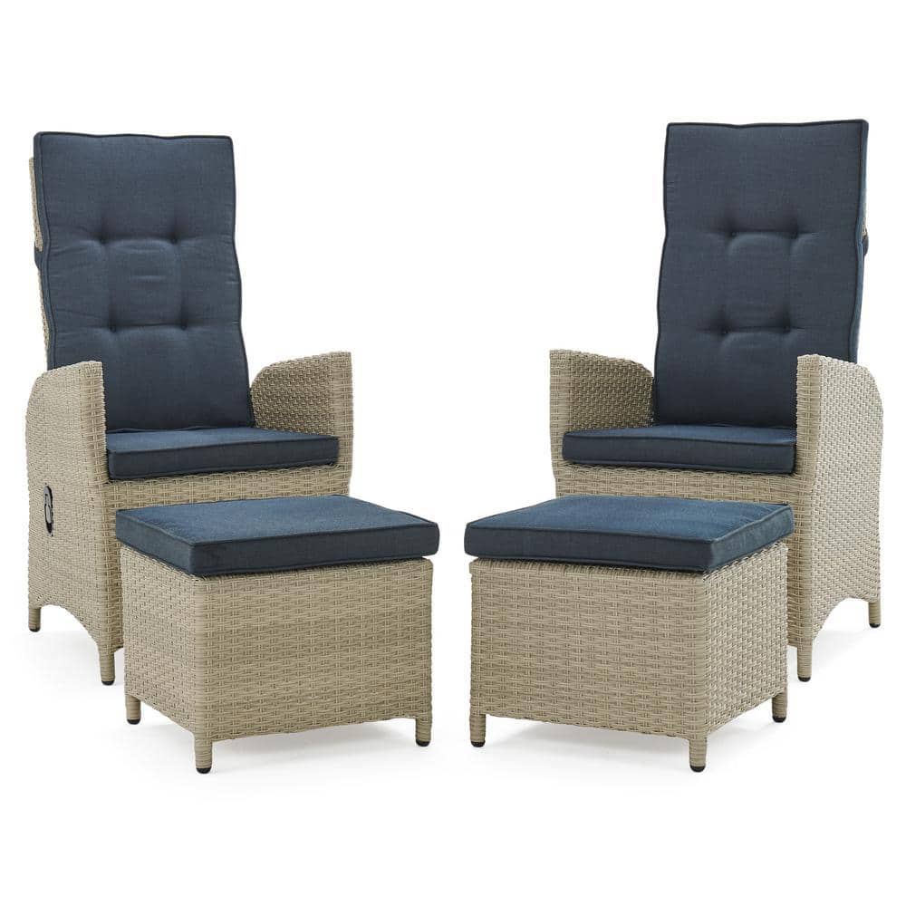 Haven Beige All-Weather Wicker Outdoor Recliner with Ottomans and Dark Gray Cushions (Set of 2) price history on PriceWatchPro