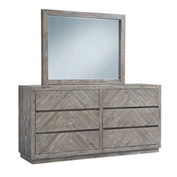 Benjara 20 in. Gray 6-Drawer Wooden Dresser Without Mirror