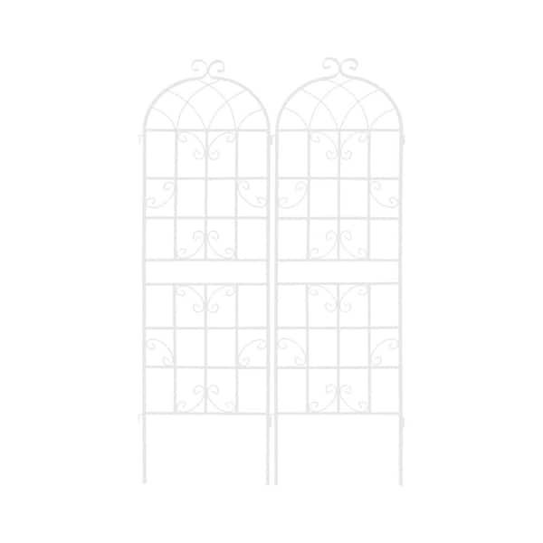 71 in. x 19.7 in. Metal Garden Trellis, Rustproof Climbing Plant Support for Outdoor Flowers, Cream White, 2-Pack