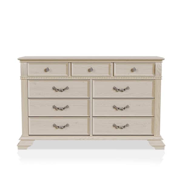 vintage dresser white Furniture of America Valentini – Luna Furniture tone knobs No assembly required Weights Vintage White Dresser – Queen