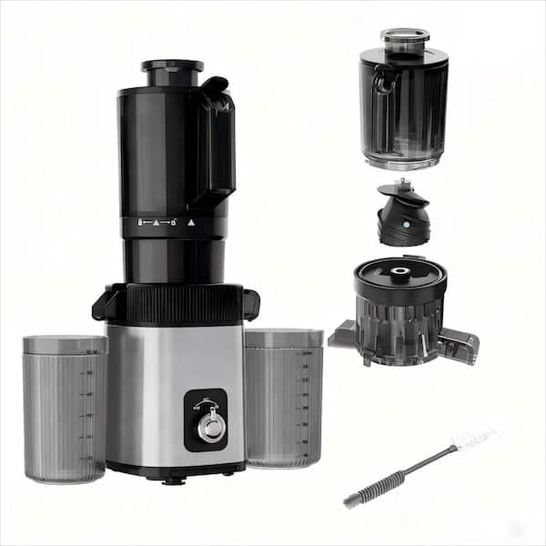 200 W 27 oz. Cold Press Juicer Machine, 4.4 in. Wide Feed Chute, Slow Masticating Juicer for Whole Vegetables in Silver