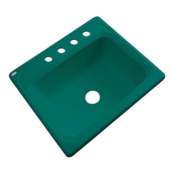 Thermocast Wellington Drop-in Acrylic 25x22x9 in. 4-Hole Single Bowl Kitchen Sink in Verde