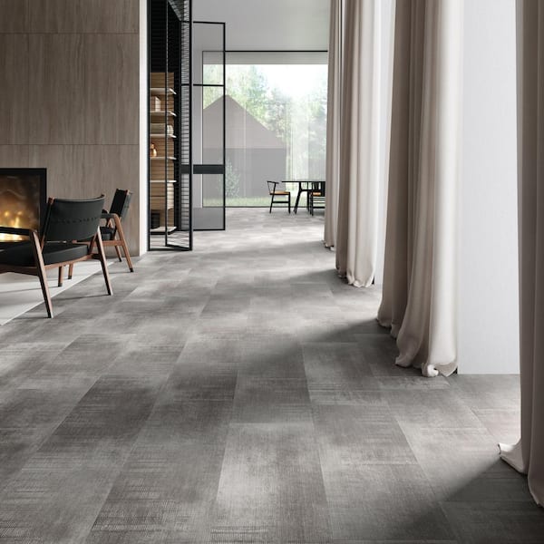 Lungo Dark Gray 20 MIL x 12 in. W x 24 in. L Click Lock Fabric Look Waterproof Luxury Vinyl Flooring (20 sq. ft./Case)