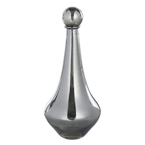 Austin Allen James Pawn Plated Glass Vase 18 in. H Smoke Gray