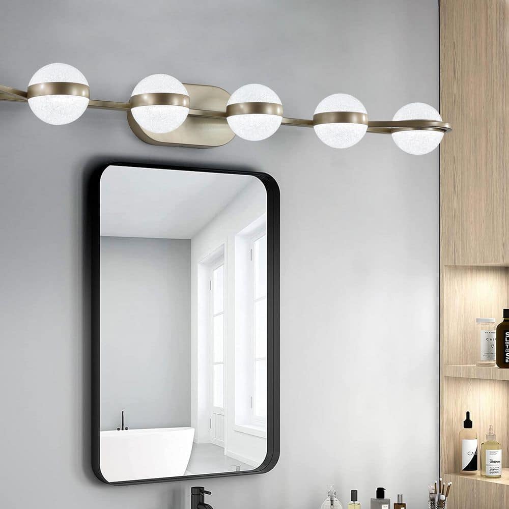 43.3 in. 6‑Light Modern Gold LED Vanity Light with Spherical Acrylic Shades for Bathroom price history on PriceWatchPro
